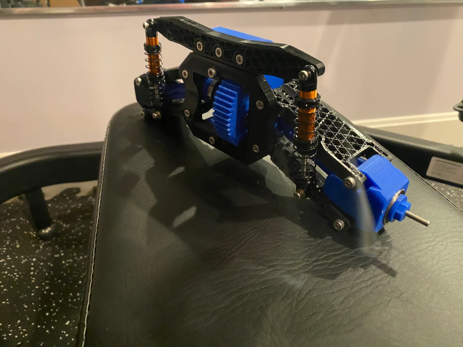 Side view of the printed assembly and suspension.